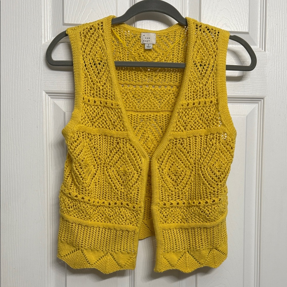 a new day Mustard Open-Knit Cardigan Vest